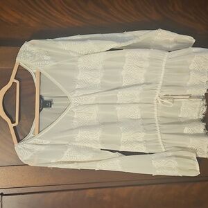 WHBM - White Sheer Laced Top - Size Small